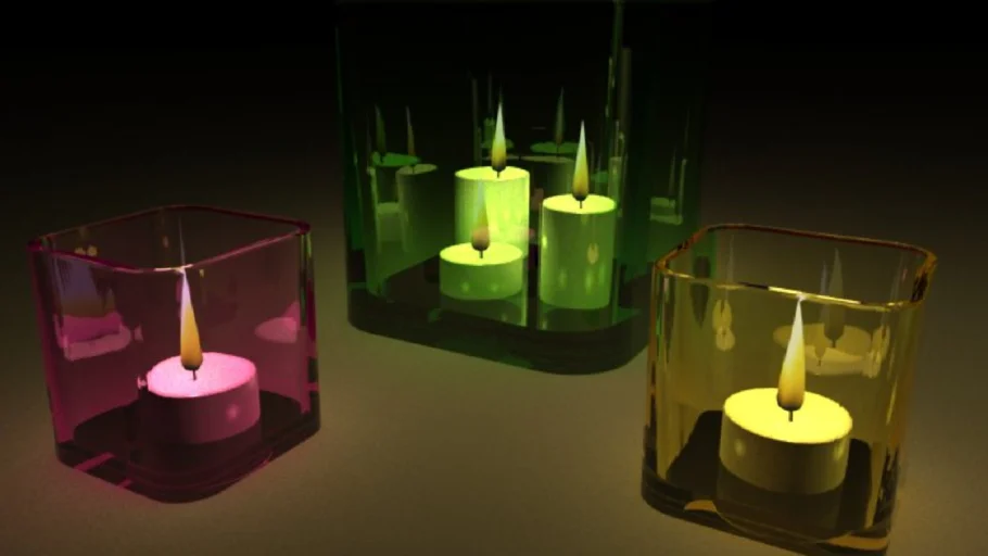 square colored glass tealight, photophores carrés en verre coloré | 3D ...