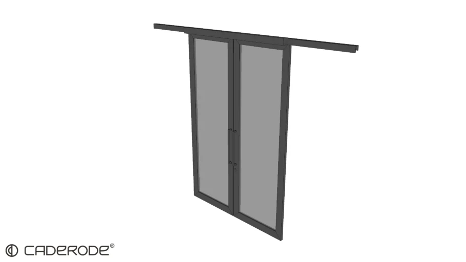 Porta de Correr Dupla Inteira de Vidro Simples - DPT80