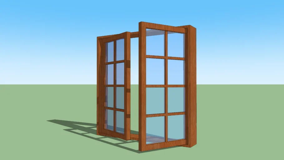 Janela em madeira com vidros 1m x 1m