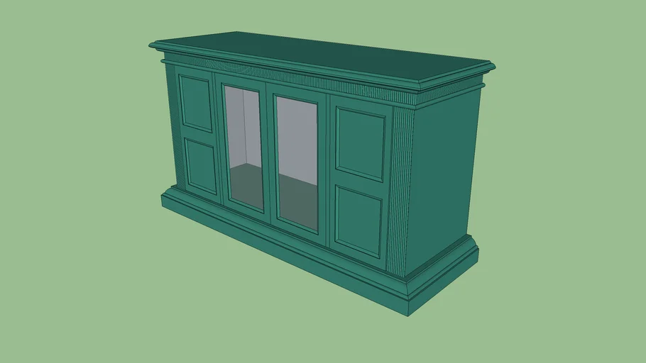 TV stand, turquoise with glass doors