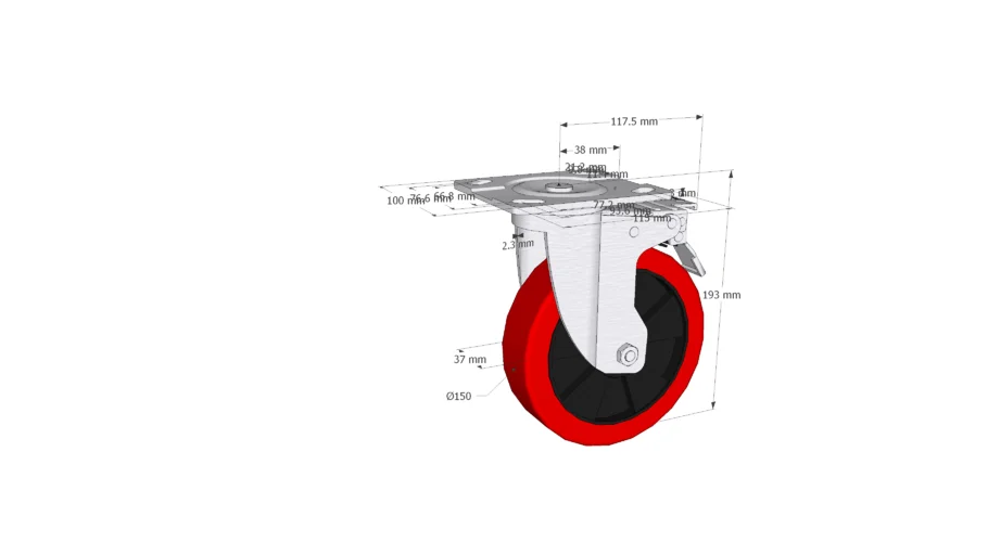 Bánh xe đẩy Pleyma PU 6Inch khóa