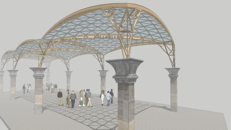 Mall Canopy-Translucent Triangular Curved Frames