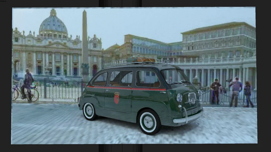FIAT 600 MULTIPLA TAXI 1956 - ROMA  piazza San Pietro