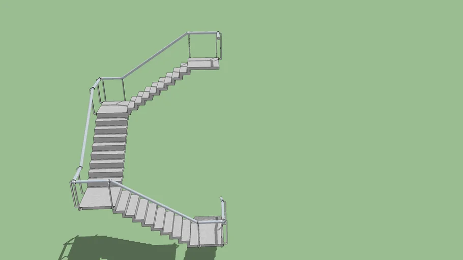 escalera 4 tramos - pasamanos - stair 4 - railing