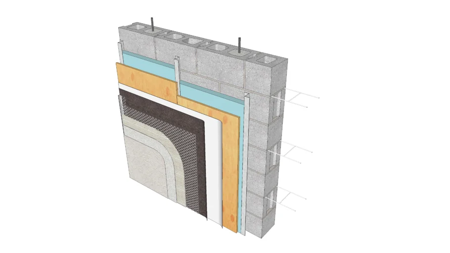 Stucco Assembly - CMU w/ Insulation