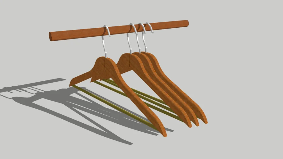 Simple, low poly, wooden coat hanger