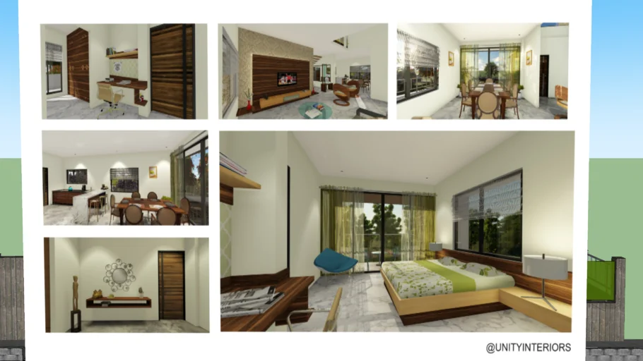 3BHK BUNGALOW WITH FURNITURE 3D MODEL 