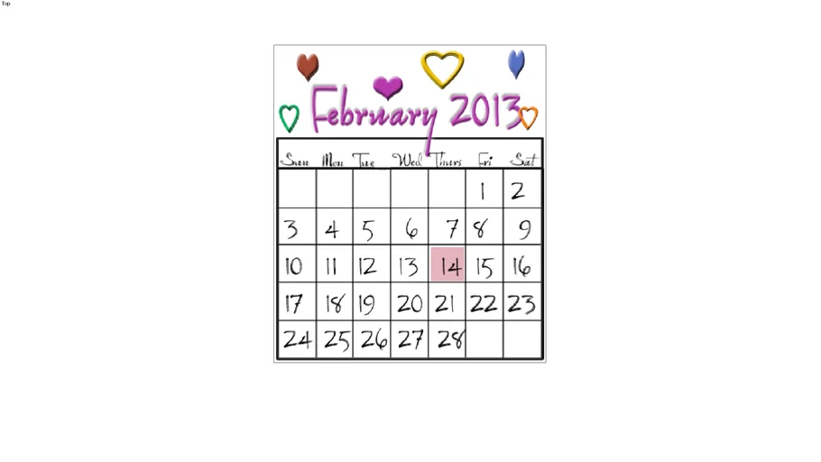 Calendar, February 2013