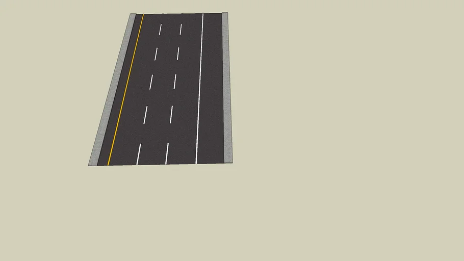 three lane one way road with large shoulder | 3D Warehouse