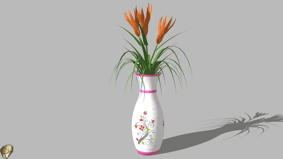 jarra snow com textura e flores tipo heliconia