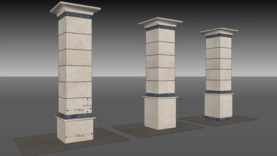 Columna en CoralinaY Grnito Blue Pearl