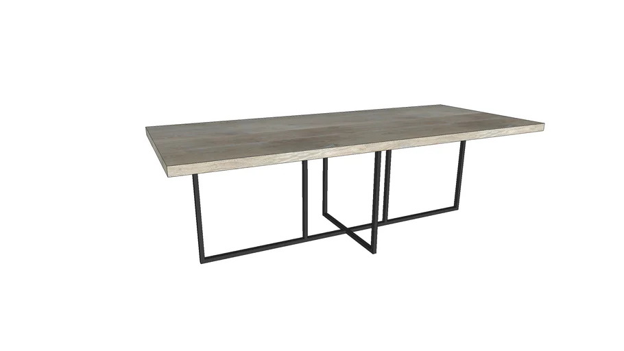 Table KHALEESI en bois de grange blanchi - pieds felix 2,5x2,5
