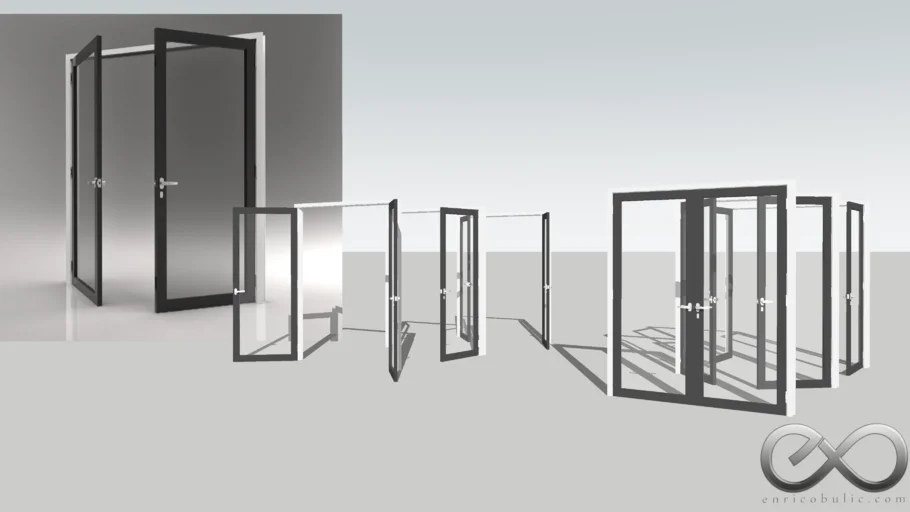 Double Glass Door - Open & Closed