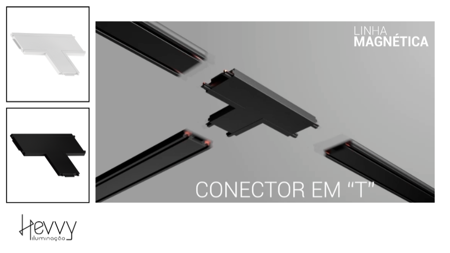 Conector T para Trilho Magnético