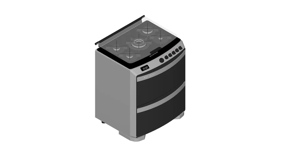 Fogão Consul 5 bocas cor Inox com mesa de vidro