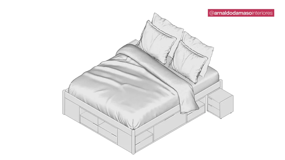 Cama Queen Multifuncional Madeira Maciça |INTER LINK
