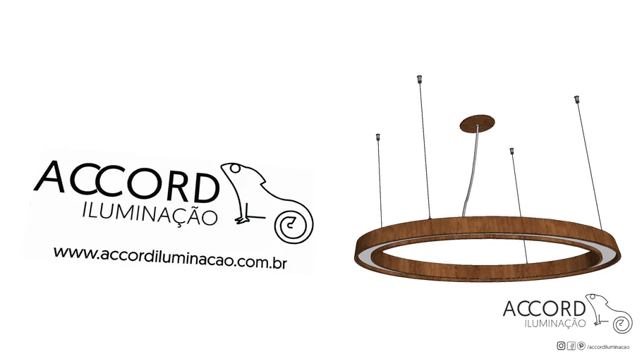 PENDENTE LED ANEL REDONDO 2700K 36W BIVOLT Ø100X5CM MADEIRA E ACRÍLICO - ACCORD 1324