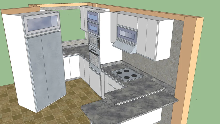COCINA EMPOTRADA CON MEZON TIPO PENINSULA