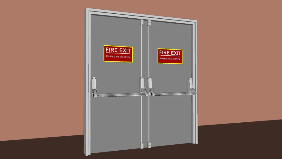 Commercial Steel Dual Fire Doors - 36 in /w Crossbar Type Exit Device - Type 1
