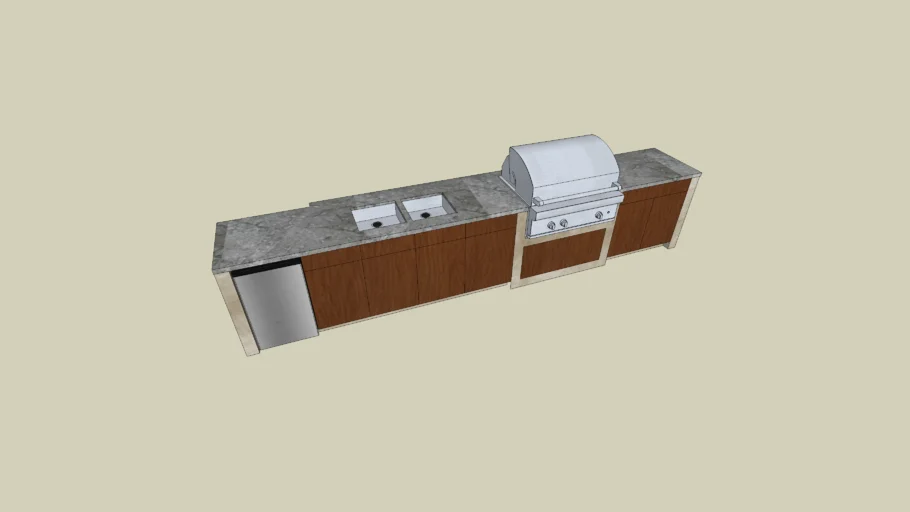 Outdoor Kitchen BBQ, Sink, Ref