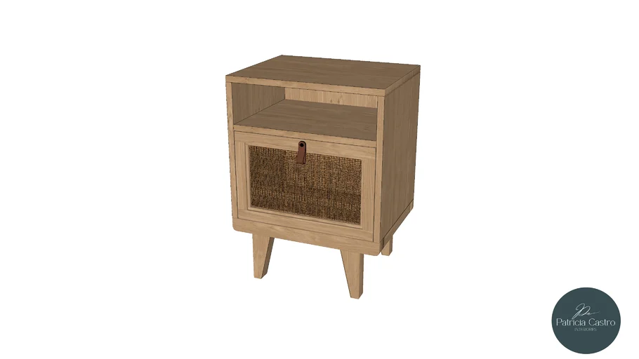 Mesinha de cabeceira rustica com palha 