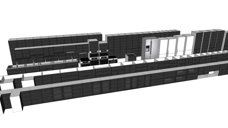 Modular kitchen set dark wood