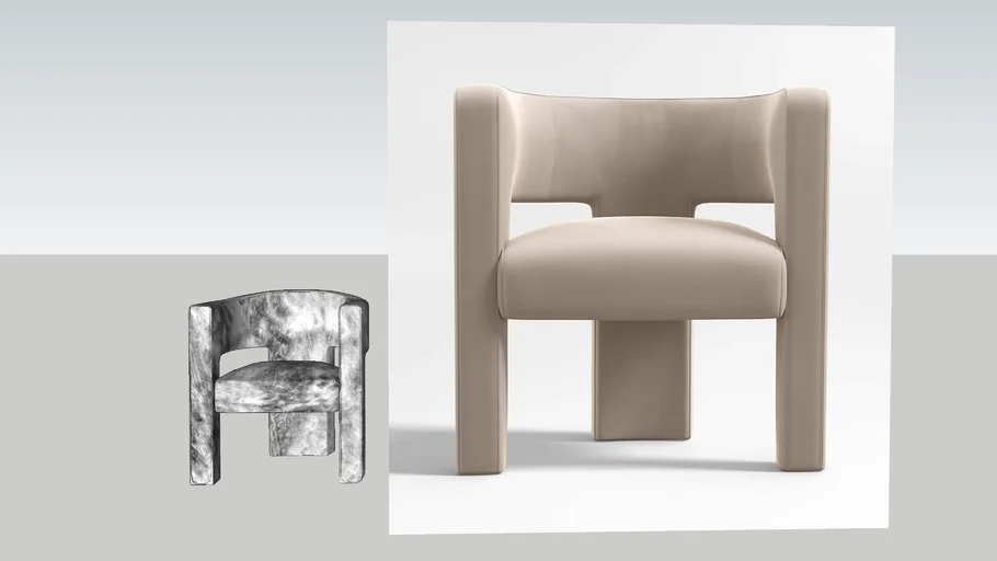 CREATE&BARREL - Sculpt Warm Beige Velvet Accent Chair