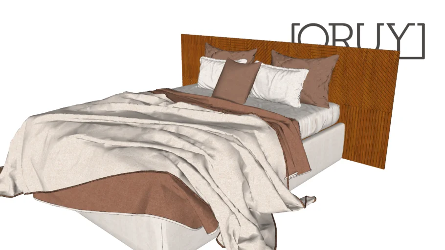 Revestimento Painel cabeceira ORUY Linee madeira cama queen casal quarto