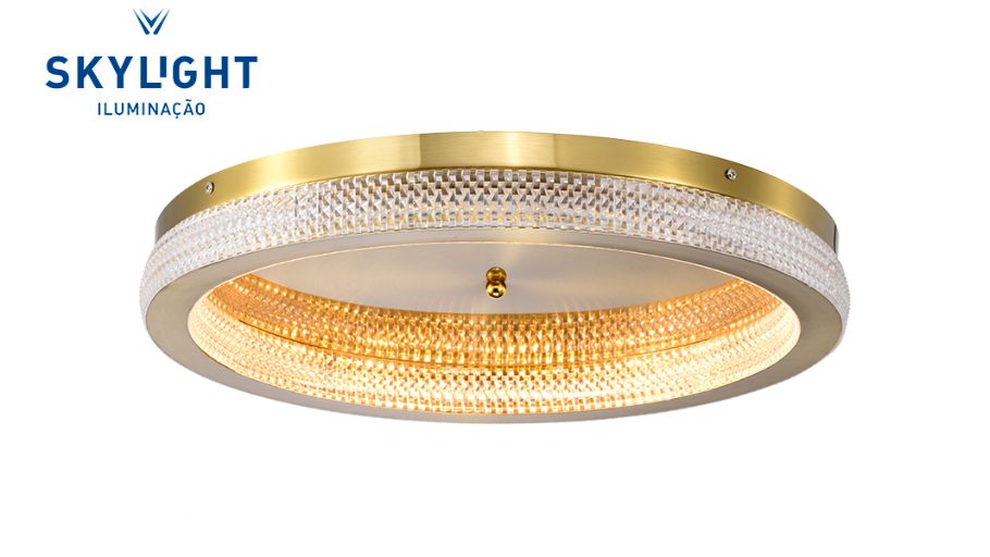 Plafon Queensland Redondo SKY-4007 Dourado | SKYLIGHT
