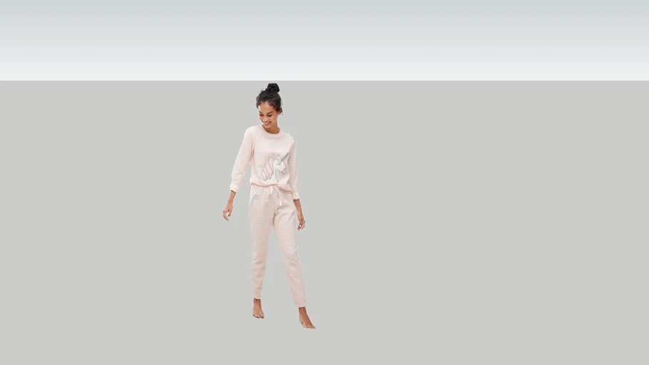 woman 2D face me pijama homewear relax standing
