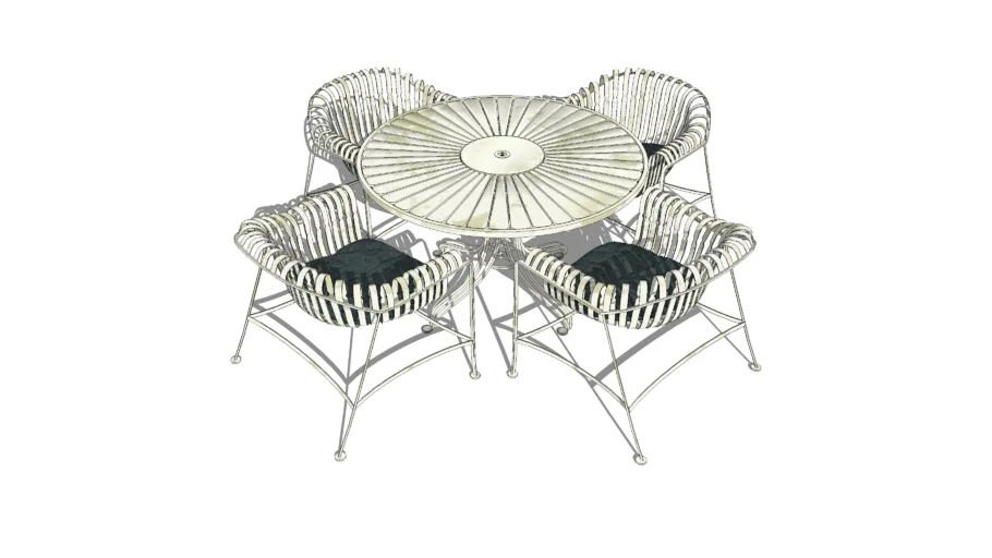 Round Wrought Iron Patio Table & Chairs