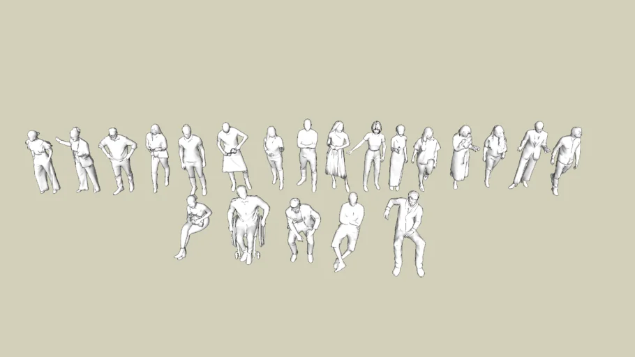 White Low Poly People