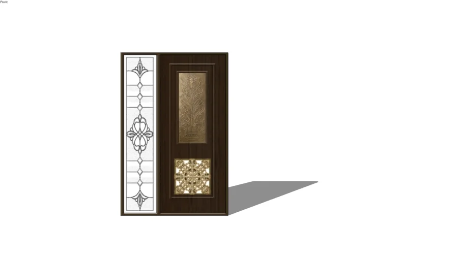 pooja room door + temple+ modern + cnc cut panel + handle+ god