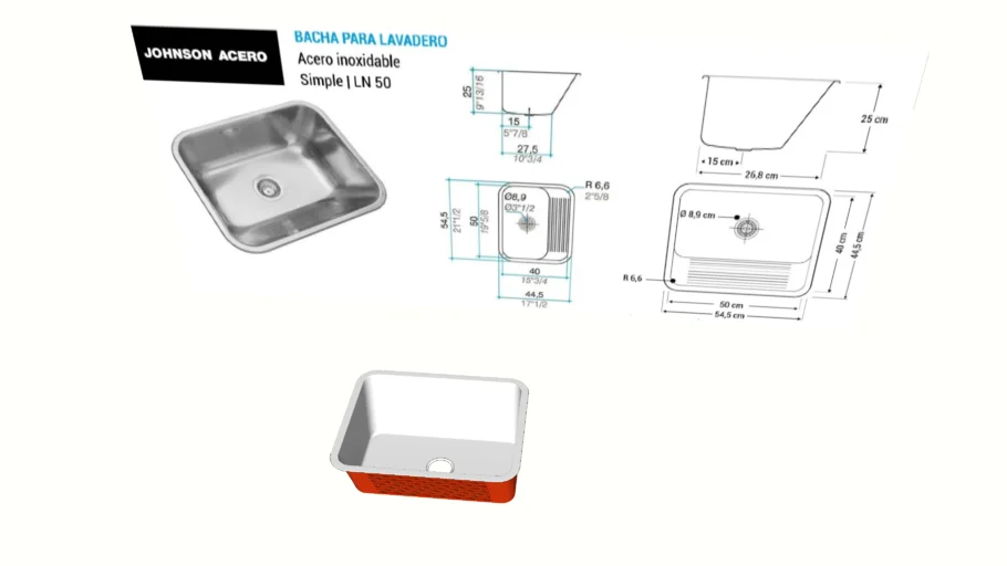 Pileta Johnson LN50 - Bacha para lavadero