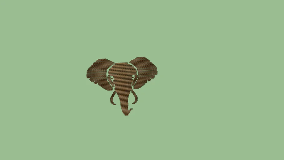 Timber strip elephant face design