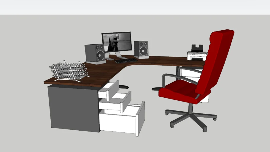 Office desk with drawers (fully furnished)