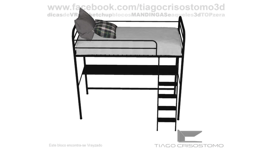 Cama Solteiro com Escrivaninha New Link - TOK&STOK