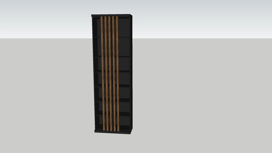 Bookshelf - open shelf with wooden slats
