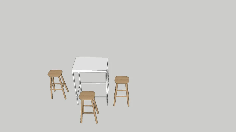 White Bar Leaner & Palm Bar Stool