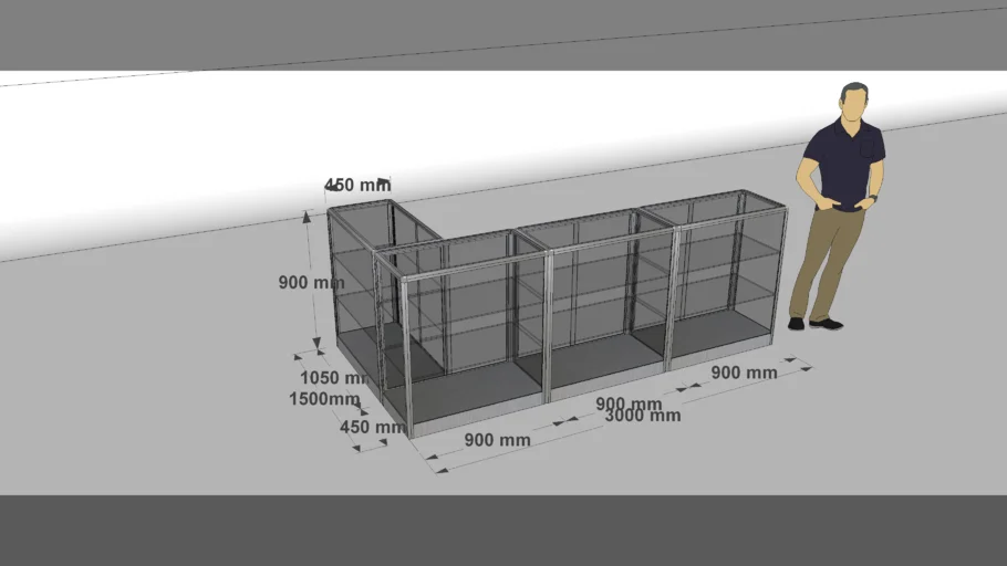 Aluminum + Glass Display Counter
