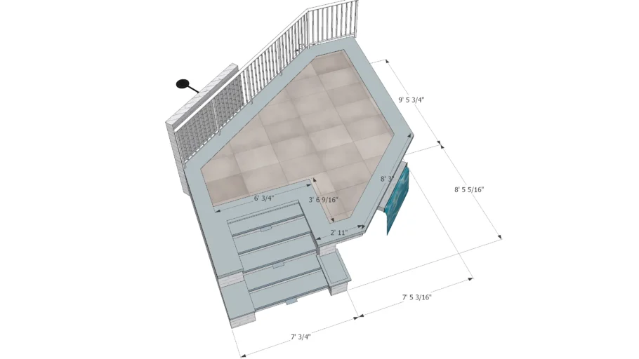 Blue stone white brick jump structure