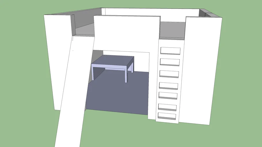 Childrens' playhouse with slide, ladder, and table