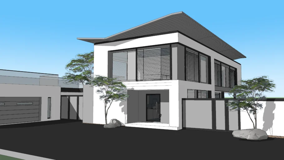 Modern Asian contemporary house with interior furniture