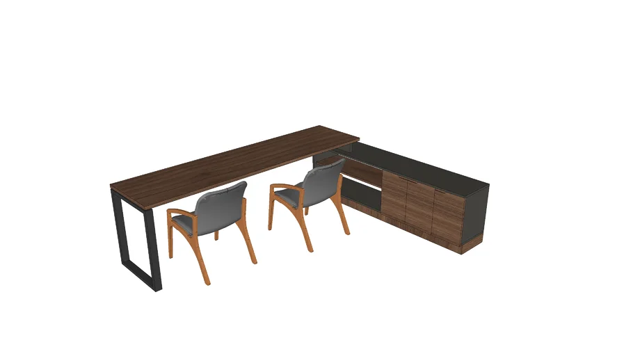 Escritorio en L con credenza
