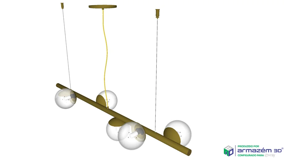 Lustre Figo Ouro com 6 Globo de Vidro Brancos