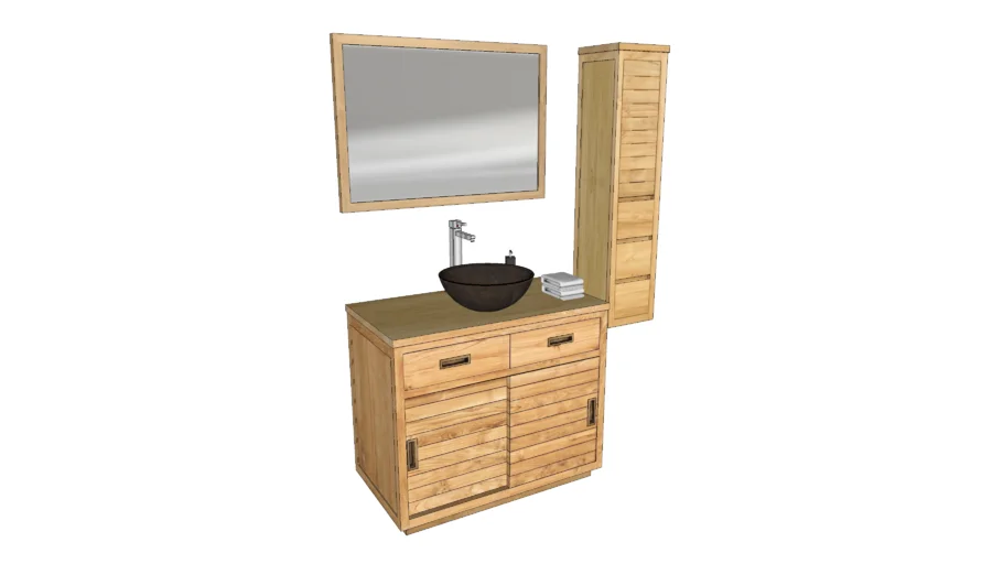 Meuble sous-vasque en teck ROS100 (L:100cm) - collection ROSCOFF