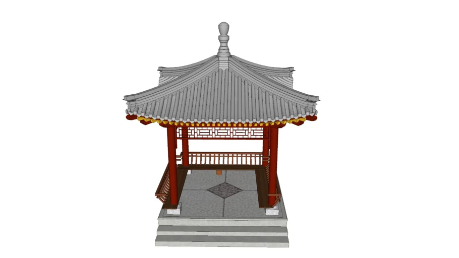 中式凉亭四角亭子su模型-www.tuhua8.com