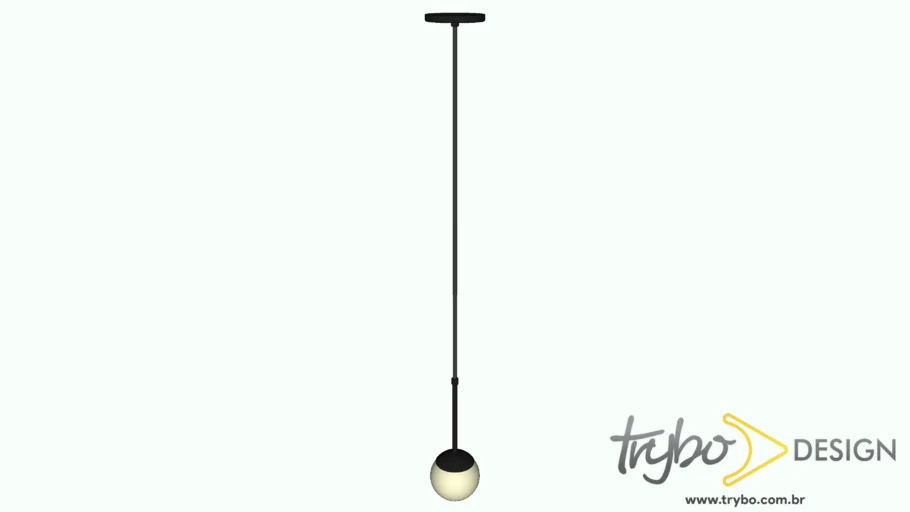 GLOBO VIDRO 120mm - Pendente com Globo de Vidro Branco 120 - Haste PRETO