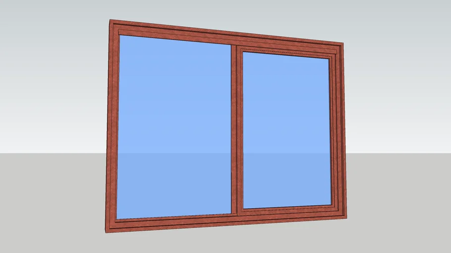 Window with red metal frame/Ventana Con Marco de Metal Rojo