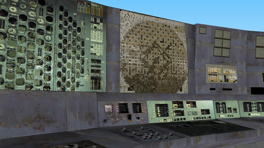 Main control room 4 units of the Chernobyl Nuclear Power Plant